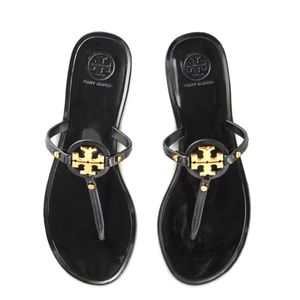 Tory Burch Mini Miller Black Jelly Sandals Flip Flop 10
